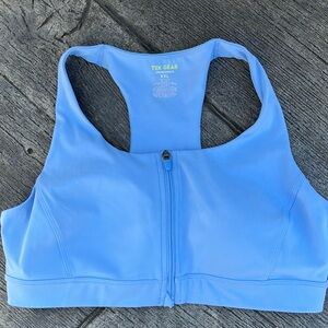 Tek Gear Light Blue Front-Zip Sports Bra